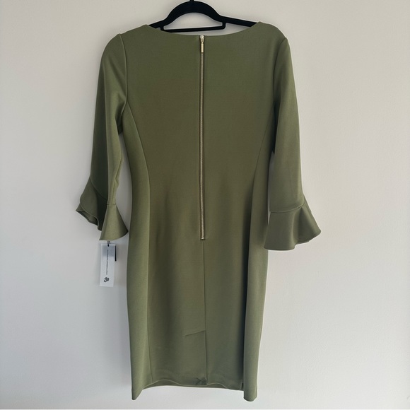 NWT Karl Lagerfeld Paris Green Lynn Fitted Shift Dress Olive Green Size 2 - Picture 5 of 5